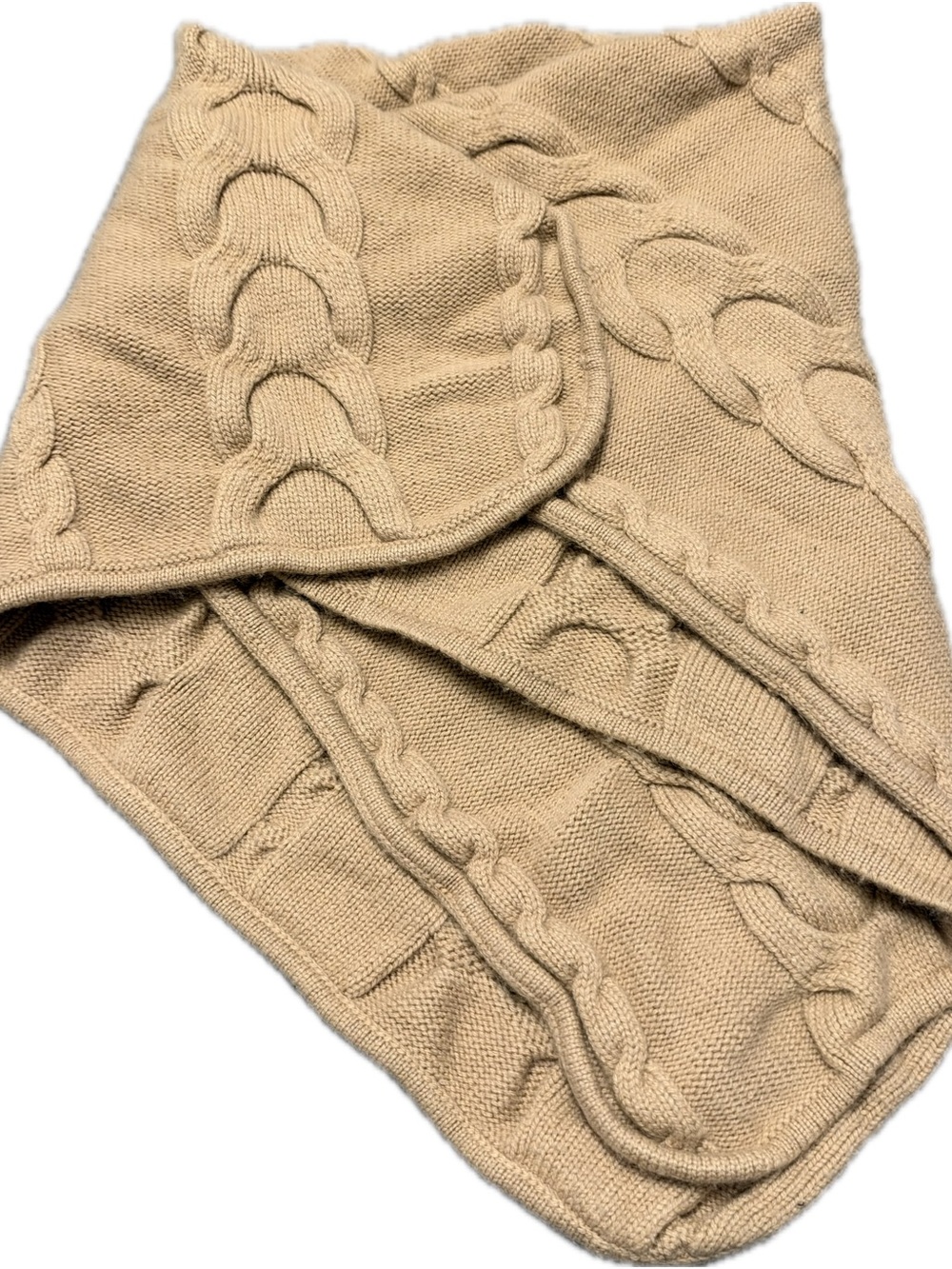 Cable Knit Wool/Cashmere Baby Blanket - Beige